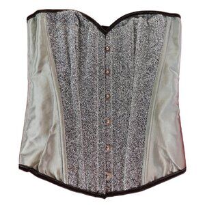 💜 NWT Silver Sparkle Overbust Corset and Thong Set